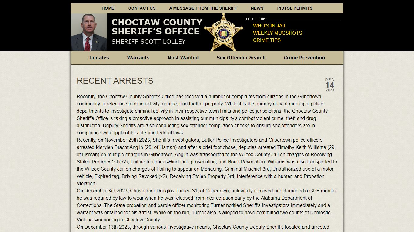 Recent Arrests - Choctaw County Sheriff's Office